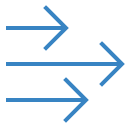 illustration of 3 arrows of different lengths all pointing the same direction