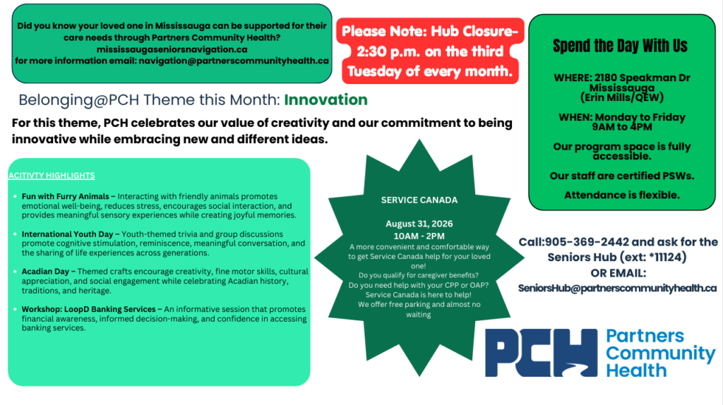 Partners Community Health promotes community programs and innovation in Mississauga.