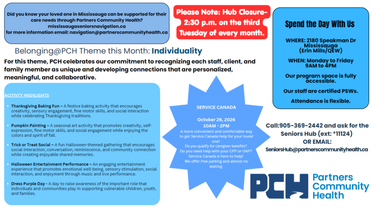A calendar of programs and events for the month of October.